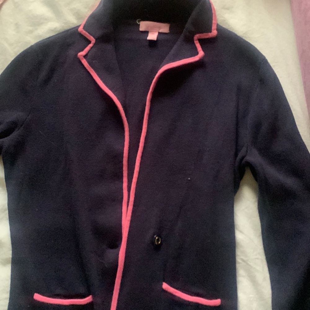 Lilly Pulitzer Navy and Pink Knit Blazer
